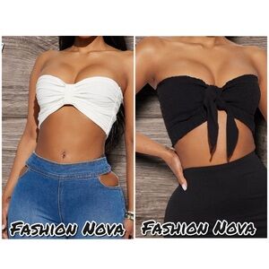 New 2 Pack Fashion nova Simplistic Linen Tube Top - Black & Going To The Beach L